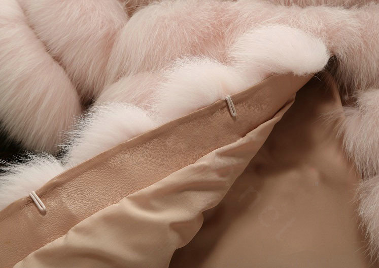 Extre Luxury Genuine Real Whole Fox Fur Coats Fashion Women Medium-long Fur Outerwear - Pink