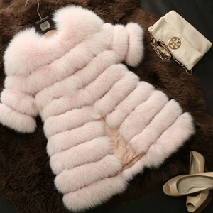 Extre Luxury Genuine Real Whole Fox Fur Coats Fashion Women Medium-long Fur Outerwear - Pink