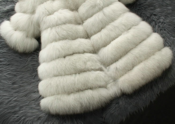 Extre Luxury Genuine Real Whole Fox Fur Coats Fashion Women Medium-long Fur Outerwear - White