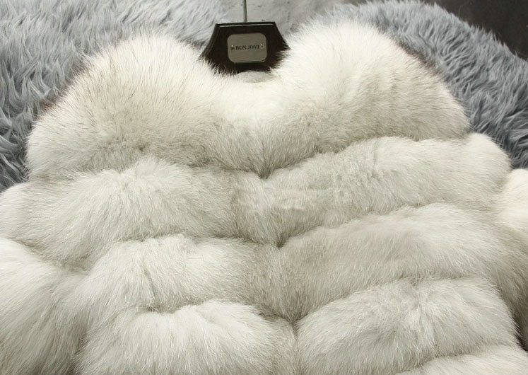 Extre Luxury Genuine Real Whole Fox Fur Coats Fashion Women Medium-long Fur Outerwear - White