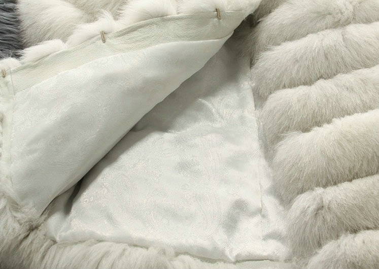 Extre Luxury Genuine Real Whole Fox Fur Coats Fashion Women Medium-long Fur Outerwear - White