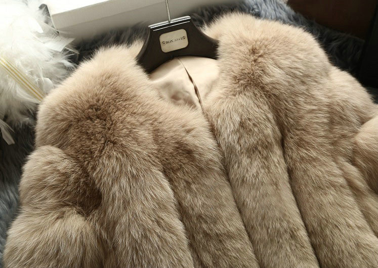 Extre Luxury Genuine Real Whole Fox Fur Coats Fashion Women Short Fur Outerwear - Camel