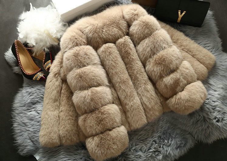 Extre Luxury Genuine Real Whole Fox Fur Coats Fashion Women Short Fur Outerwear - Camel