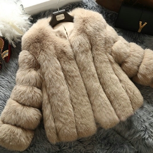 Extre Luxury Genuine Real Whole Fox Fur Coats Fashion Women Short Fur Outerwear - Camel