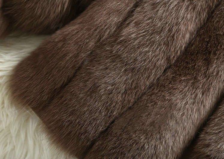 Extre Luxury Genuine Real Whole Fox Fur Coats Fashion Women Short Fur Outerwear - Coffee