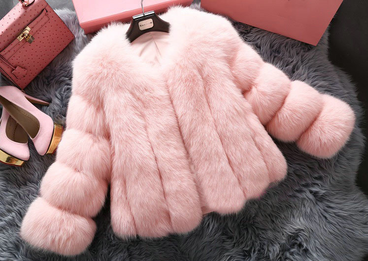 Extre Luxury Genuine Real Whole Fox Fur Coats Fashion Women Short Fur Outerwear - Pink