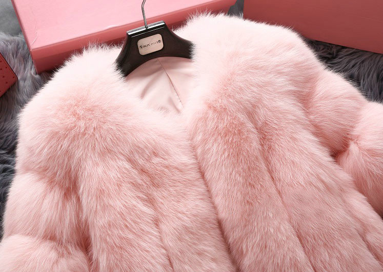Extre Luxury Genuine Real Whole Fox Fur Coats Fashion Women Short Fur Outerwear - Pink
