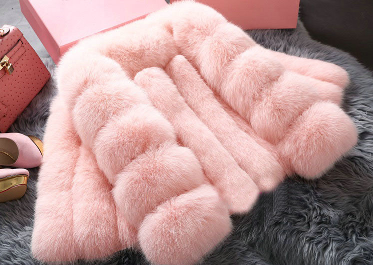 Extre Luxury Genuine Real Whole Fox Fur Coats Fashion Women Short Fur Outerwear - Pink