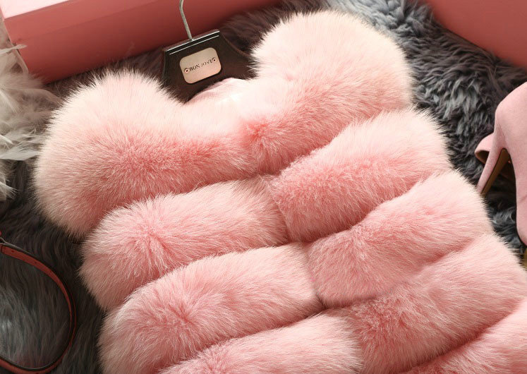 Extre Luxury Genuine Real Whole Fox Fur Vest Fashion Women Medium-long Fur Waistcoat - Pink
