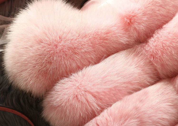 Extre Luxury Genuine Real Whole Fox Fur Vest Fashion Women Medium-long Fur Waistcoat - Pink