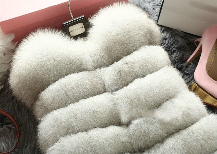 Extre Luxury Genuine Real Whole Fox Fur Vest Fashion Women Medium-long Fur Waistcoat - White