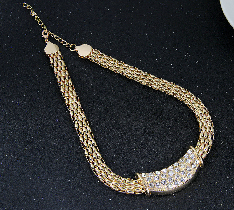Fashion Squre Crystal Gold Plated Bridal Wedding Jewelry Sets Necklace Earrings Bracelet Ring 4pcs/set