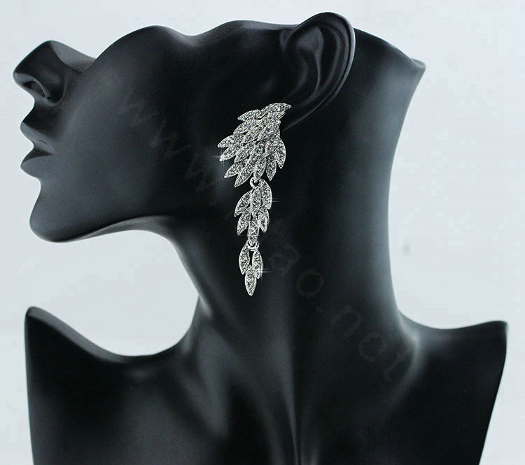 Gorgeous Eagle Shape Crystal Bridal Earrings Gold Plated Long Drop Earrings for Women Wedding Accessories
