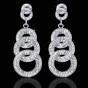 Gorgeous Retro Design Bridal Accessories Silver Plated Brincos Fashion Circle Long Earrings For Women