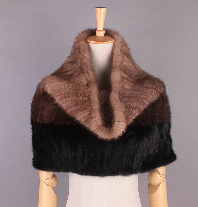 High Grade Knitted Genuine Mink Fur Scarf Collar Women Winter Thickening Elasticity Large Fur Wraps
