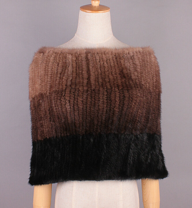 High Grade Knitted Genuine Mink Fur Scarf Collar Women Winter Thickening Elasticity Large Fur Wraps