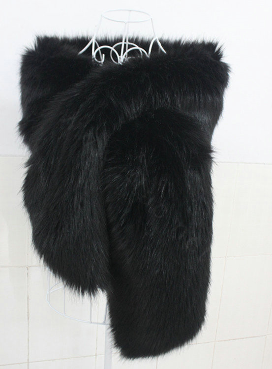 High Quality Fashion Faux Mink Fur Scarf Winter Warm Mink Fur Collar Women Fur Shawls - Black