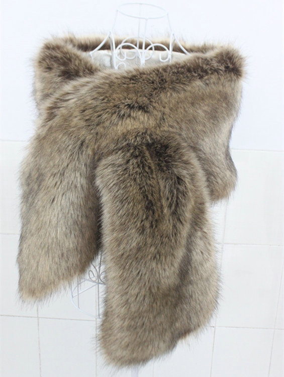 High Quality Fashion Faux Mink Fur Scarf Winter Warm Mink Fur Collar Women Fur Shawls - Natural Grey