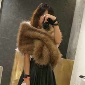 High Quality Fashion Faux Mink Fur Scarf Winter Warm Mink Fur Collar Women Fur Shawls - Natural Yellow