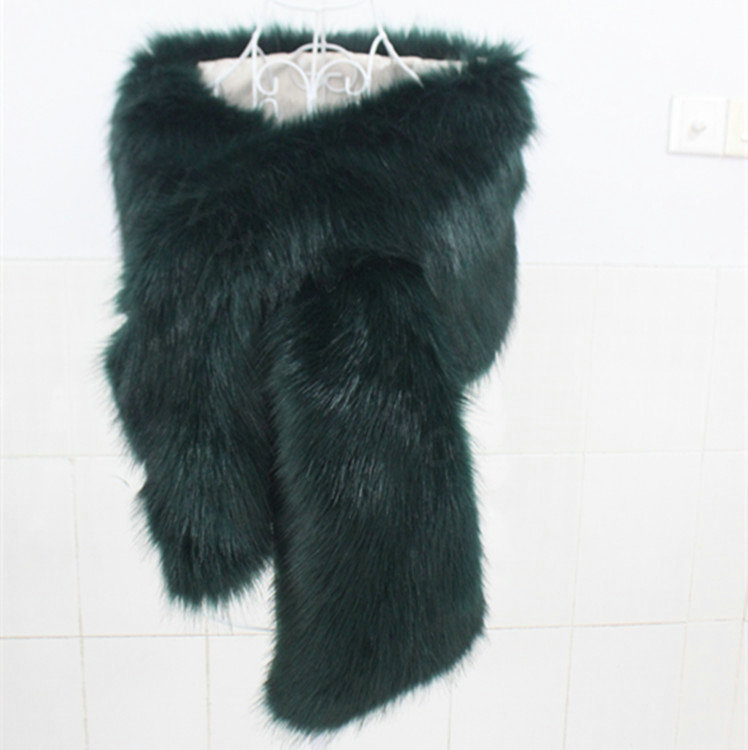 High Quality Faux Mink Fur Scarf Winter Warm Mink Fur Collar Women Fur Shawls Retail and Wholesale - Dark green