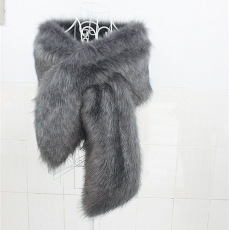 High Quality Faux Mink Fur Scarf Winter Warm Mink Fur Collar Women Fur Shawls Retail and Wholesale - Grey