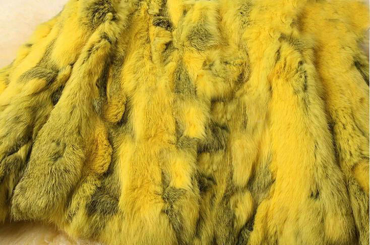 High Quality Natural Rabbit Fur Coat Women Fashion Short Warm Fur Outerwear - Yellow