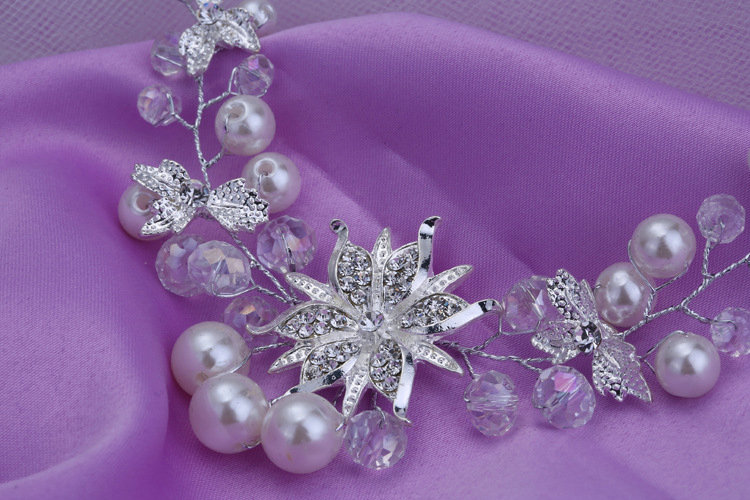 High Quality Vine Flower Crystal Beads Pearl Bridal Wedding Necklace Errings Jewelry Sets