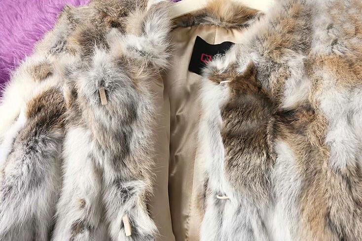 Hot sales Natural Rabbit Fur Coat Women Fashion Short Rabbit Fur Jacket - Natural Brown