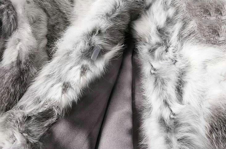 Hot sales Natural Rabbit Fur Coat Women Fashion Short Rabbit Fur Jacket - Natural Grey