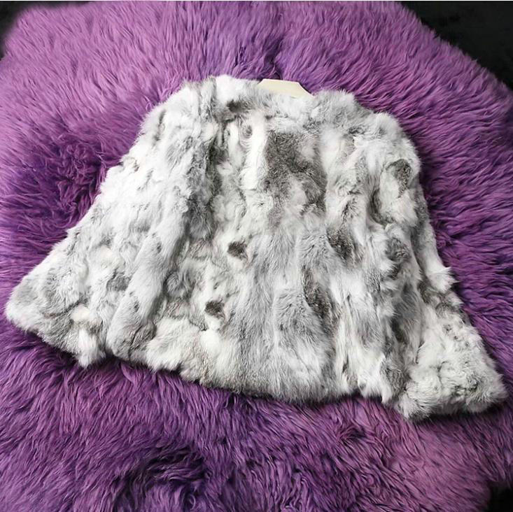 Hot sales Natural Rabbit Fur Coat Women Fashion Short Rabbit Fur Jacket - Natural Grey