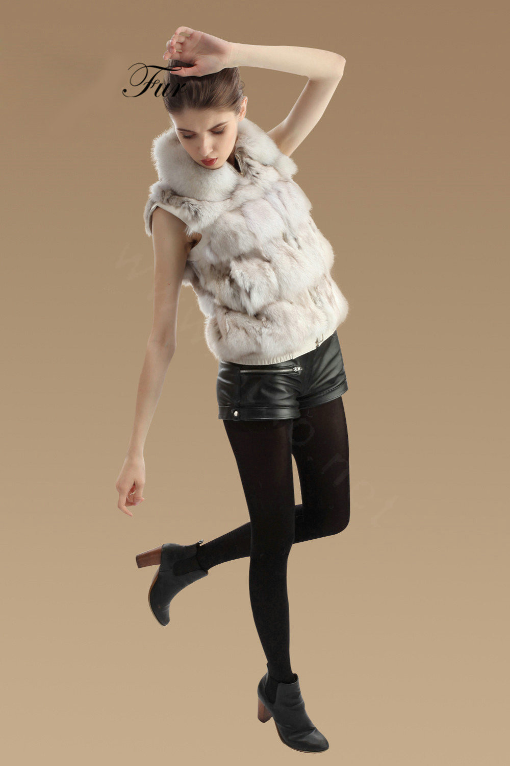Hot sales New Real Fox Fur Waistcoats Women Fashion Short Genuine Fox Fur Vest Gilet - White