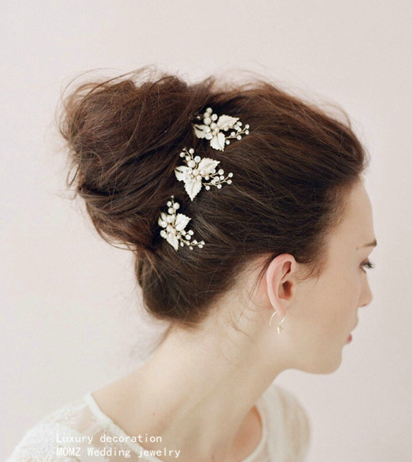 Luxurious Baroque Bridal Gold Crystal Beads Flower Wedding Women Updo Hair pin Accessories