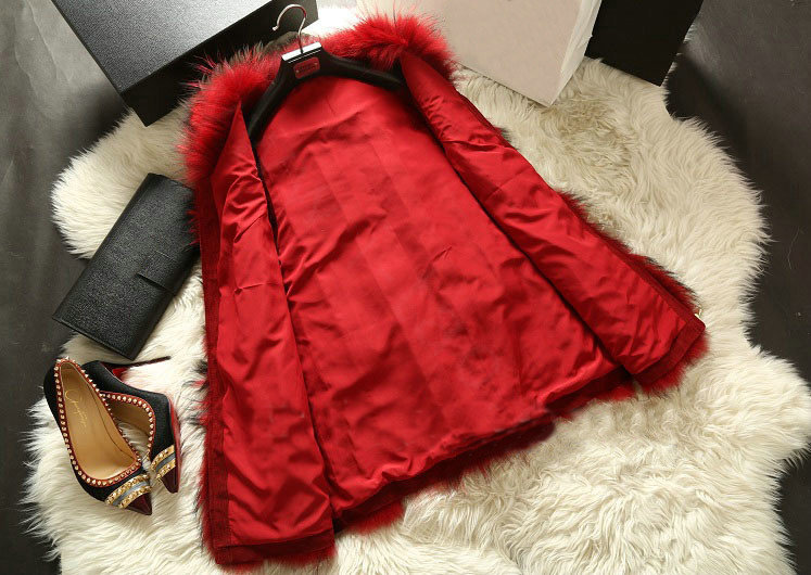 Luxury Genuine Real Whole Raccoon Fur Vest Fashion Women Medium-long Fur Gliet - Red