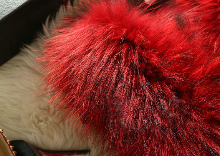 Luxury Genuine Real Whole Raccoon Fur Vest Fashion Women Medium-long Fur Gliet - Red