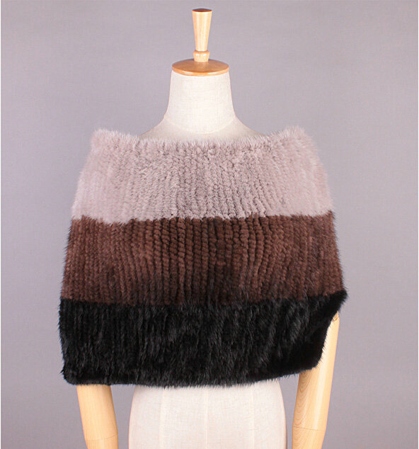 Luxury Knitted Real Mink Fur Scarf Collar Women Winter Thickening Elasticity Large Fur Wraps