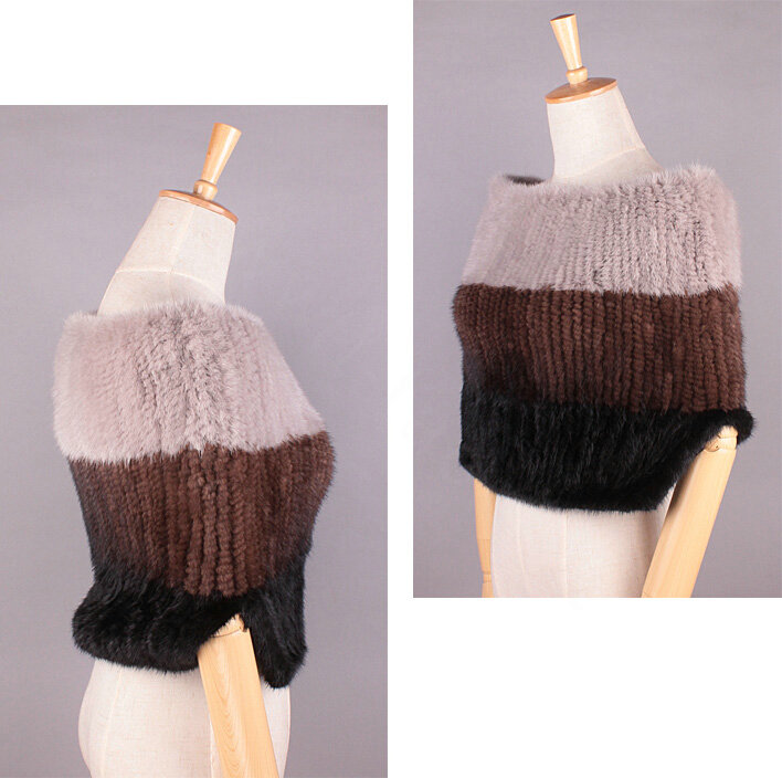 Luxury Knitted Real Mink Fur Scarf Collar Women Winter Thickening Elasticity Large Fur Wraps
