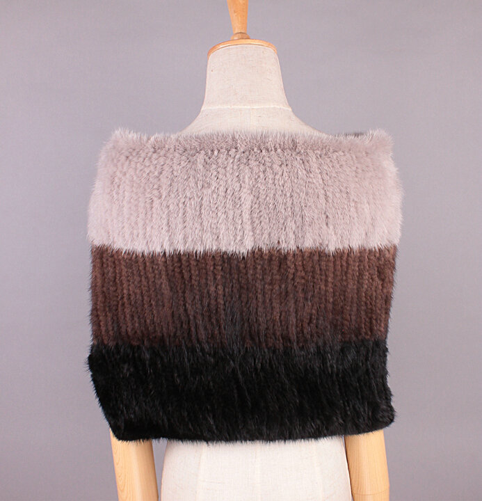 Luxury Knitted Real Mink Fur Scarf Collar Women Winter Thickening Elasticity Large Fur Wraps