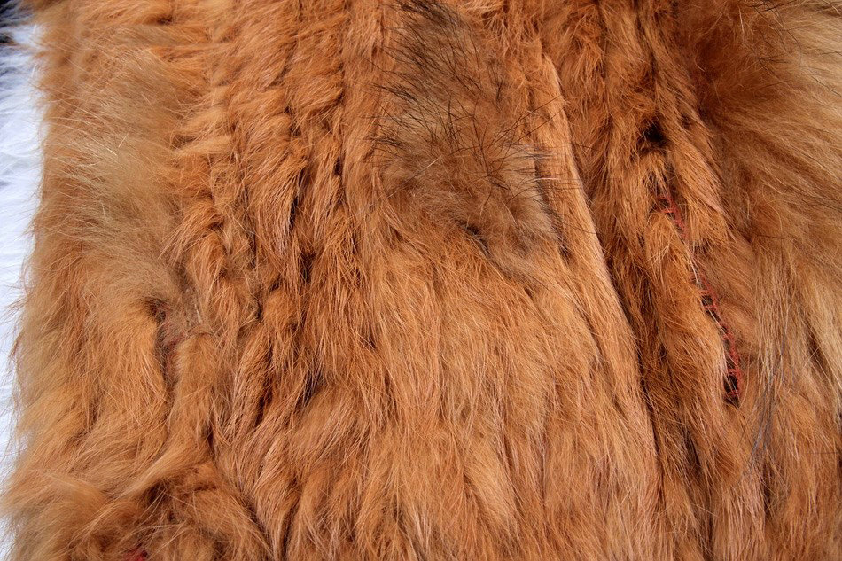 New Arrival Fashion Real Rabbit Fur Vest Raccoon Fur Collar Women Knitted Fur Waistcoat - Brown