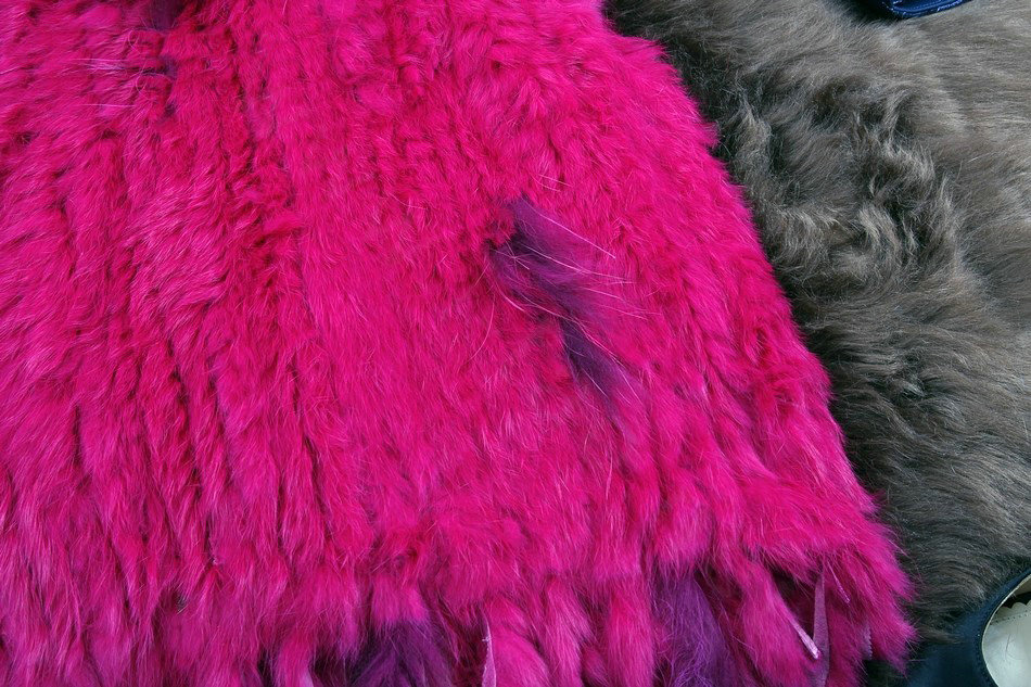 New Arrival Fashion Real Rabbit Fur Vest Raccoon Fur Collar Women Knitted Fur Waistcoat - Rose
