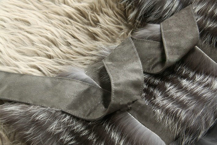 New Gorgeous Real Fox Fur Coat With Belt Women's Nature Fox Fur Jacket Winter Fur Outwear