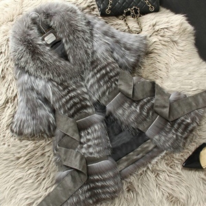 New Gorgeous Real Fox Fur Coat With Belt Women's Nature Fox Fur Jacket Winter Fur Outwear