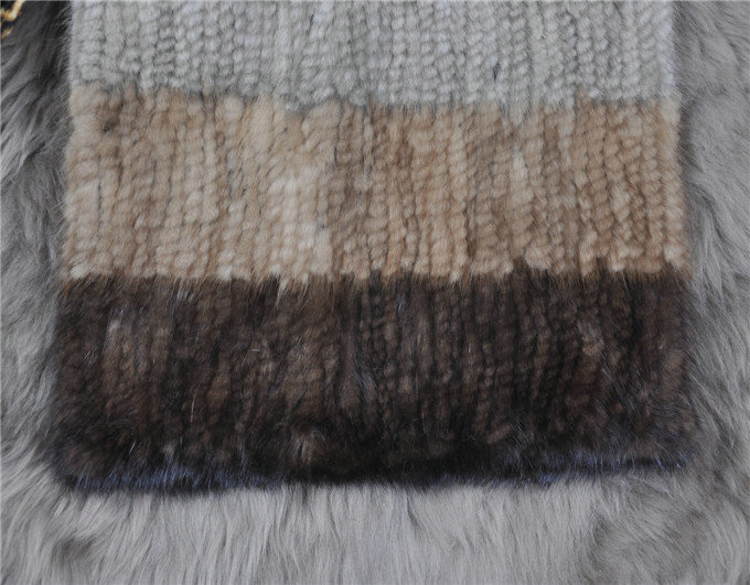 New Luxurious Fashion Knitted Real Mink Fur Shawl Pullover Women's Four Color Block Mink Fur Scarves Wrap