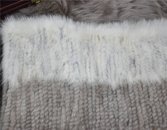 New Luxurious Fashion Knitted Real Mink Fur Shawl Pullover Women's Four Color Block Mink Fur Scarves Wrap