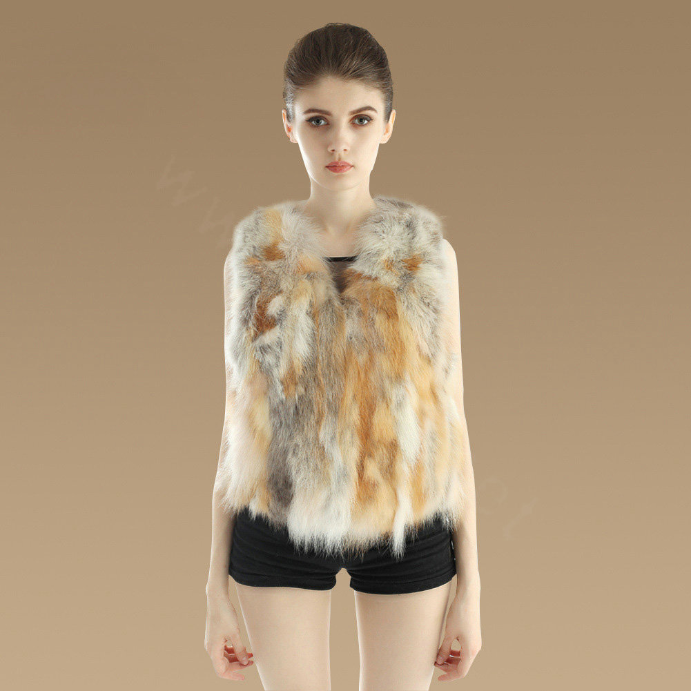 New Luxury Genuine Natural Red Fox Fur Vest Women Fashion Warm Short Fox Fur Waistcoat