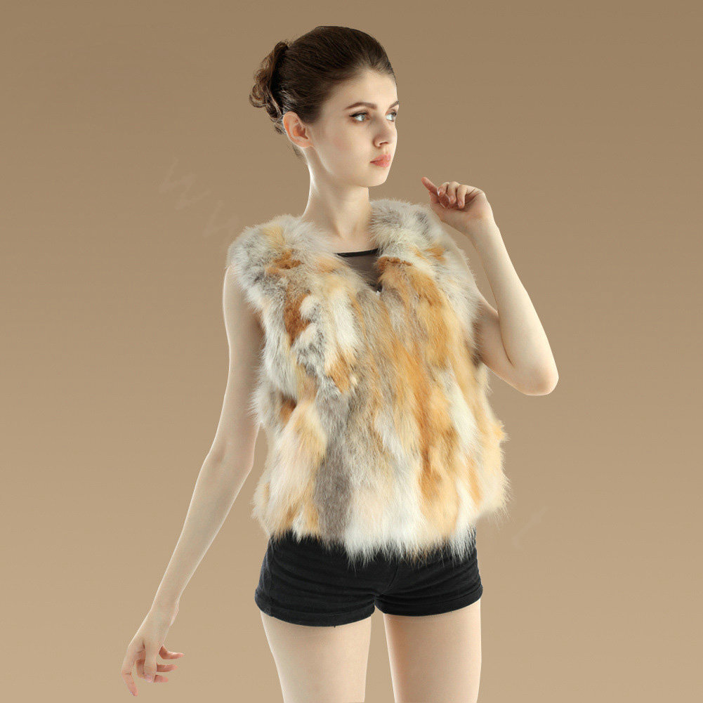New Luxury Genuine Natural Red Fox Fur Vest Women Fashion Warm Short Fox Fur Waistcoat