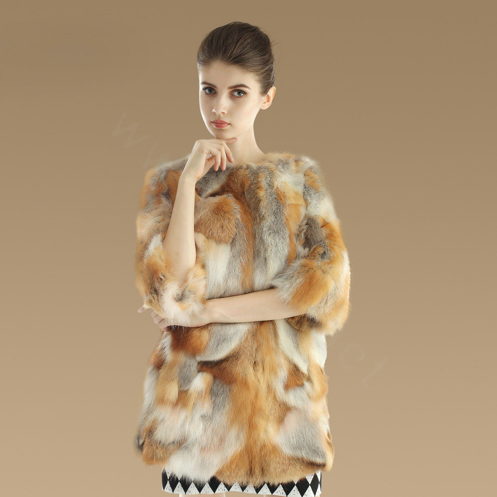 New Luxury Genuine Nature Red Fox Fur Coat Women Fashion Winter Long Fur Outerwear