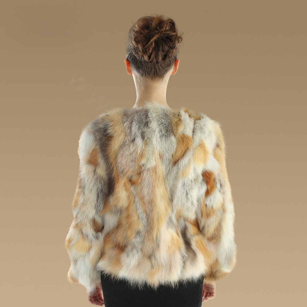 New Luxury Genuine Nature Red Fox Fur Coat Women Fashion Winter Short Fur Outerwear