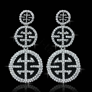 New Silver Plated Exaggerated Circle Zinc Alloy Rhinestone Big Bridal Earrings for Women Jewelry