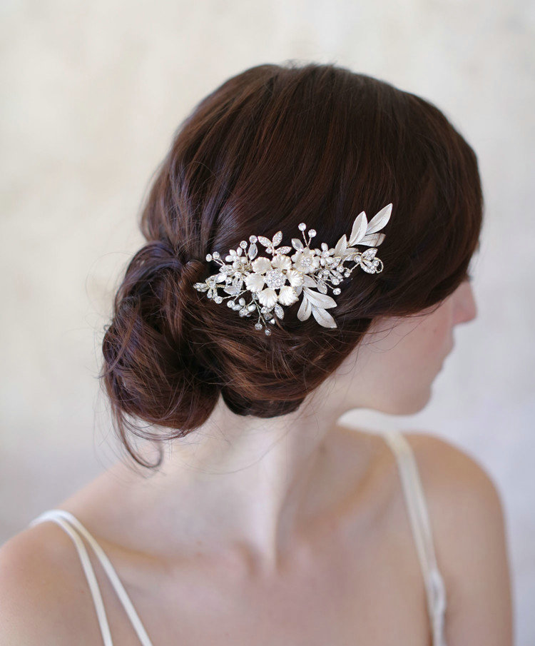 Retro Baroque Gold Plated Crystal Beads Flower Wedding Bridal Hair Barrettes Clip Accessories