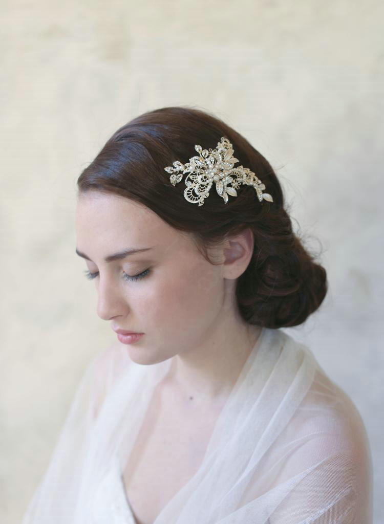 Retro Baroque Gold Plated Crystal Beads Pearl Wedding Bridal Hair Barrettes Clip Accessories